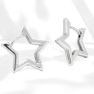 Star Huggie Hoop in Sterling Silver, Star Hoop earrings in Gold